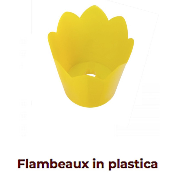 Flambeaux in plastica giallo per candele 2 pezzi