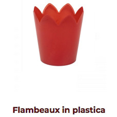 Flambeaux in plastica rosso per candele 2 pezzi