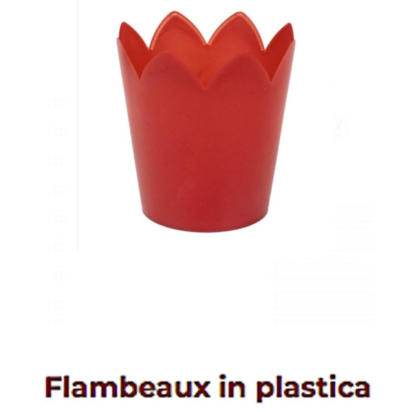 Flambeaux in plastica rosso per candele 2 pezzi