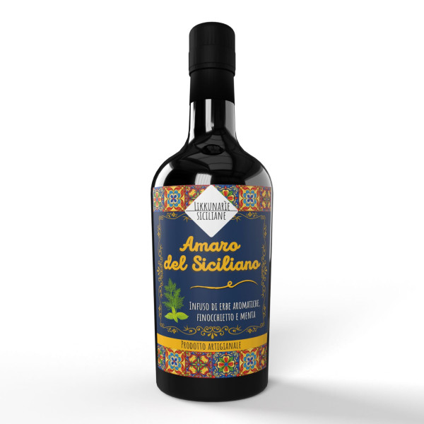 Amaro artigianale siciliano alle erbe aromatiche, finocchietto e menta - 50 cl. 28%