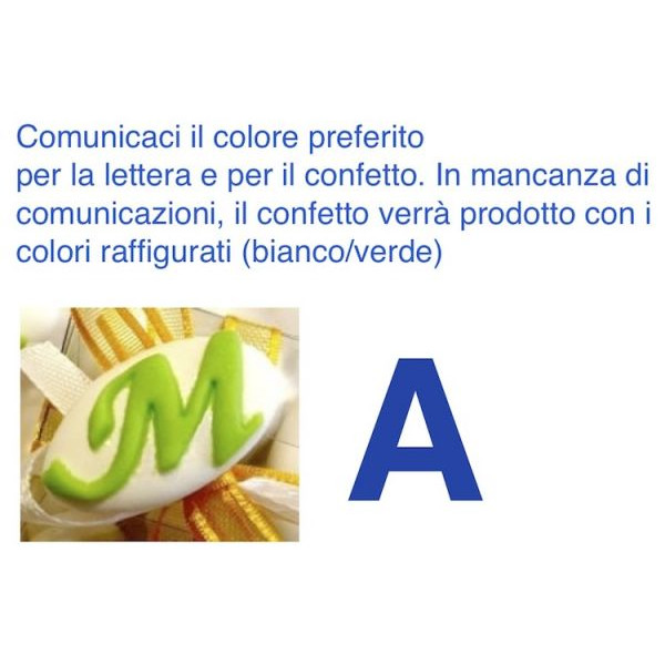 Confetti al cioccolato decorati con iniziale nome - LETTERA A - Pz.50 Sconto 10%