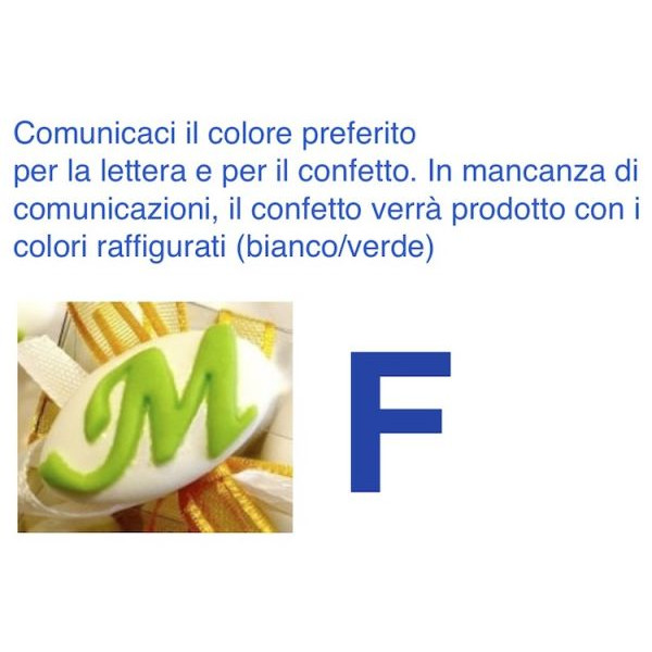 Confetti al cioccolato decorati con iniziale nome - LETTERA F - Pz.50 Sconto 10%
