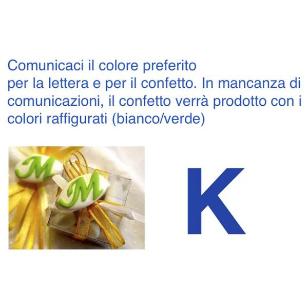 Confetti al cioccolato decorati con iniziale nome - LETTERA K - Pz.10