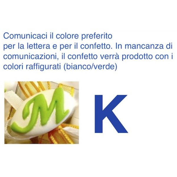 Confetti al cioccolato decorati con iniziale nome - LETTERA K - Pz.50 Sconto 10% Confetti al cioccolato decorati con iniziale nome - LETTERA K - Pz.50 Sconto 10%