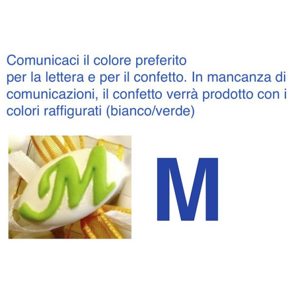 Confetti al cioccolato decorati con iniziale nome - LETTERA M - Pz.50 Sconto 10%