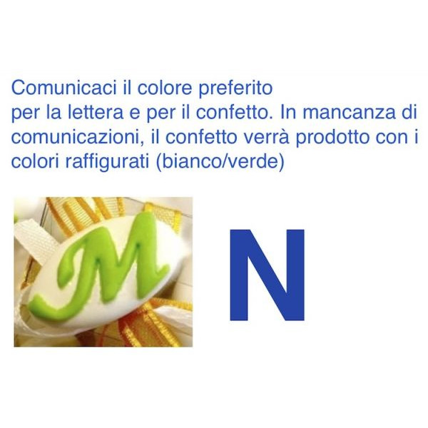 Confetti al cioccolato decorati con iniziale nome - LETTERA N - Pz.50 Sconto 10%