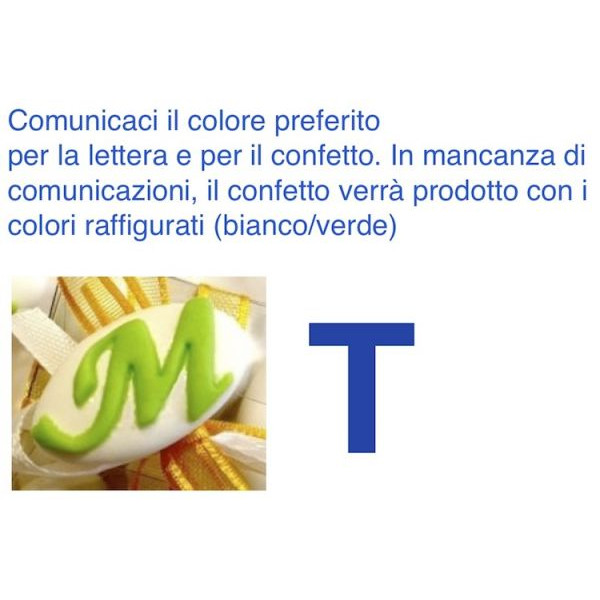 Confetti al cioccolato decorati con iniziale nome - LETTERA T - Pz.50 Sconto 10%