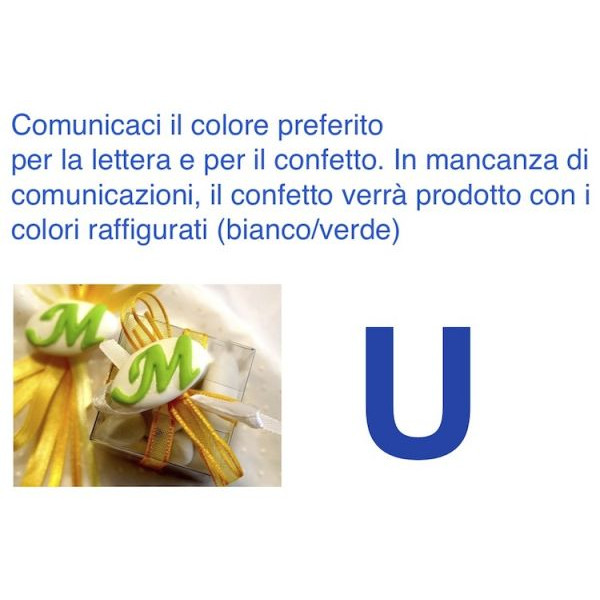 Confetti al cioccolato decorati con iniziale nome - LETTERA U - Pz.10