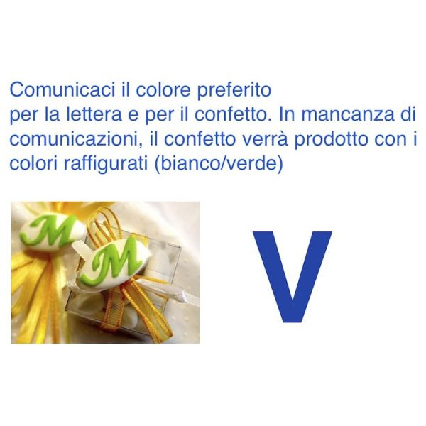 Confetti al cioccolato decorati con iniziale nome - LETTERA V - Pz.10 Confetti al cioccolato decorati con iniziale nome - LETTERA V - Pz.10