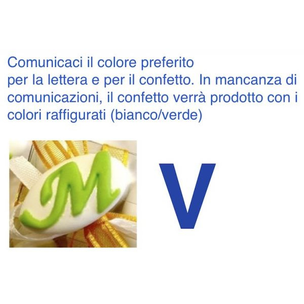 Confetti al cioccolato decorati con iniziale nome - LETTERA V - Pz.50 Sconto 10%
