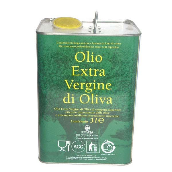 Lattina "olio extra vergine di oliva" per trasporto olio Lt.3