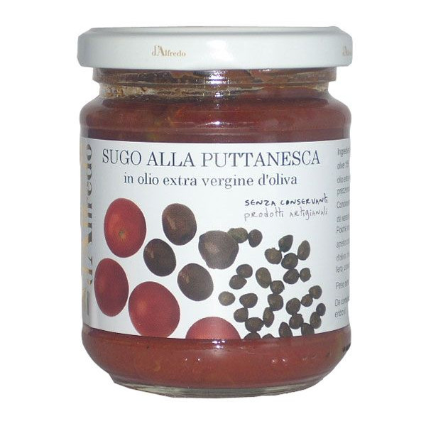 Sugo pronto per pasta alla Puttanesca - Prodotti tipici siciliani - gr.180 Sugo pronto per pasta alla Puttanesca - Prodotti tipici siciliani - gr.180