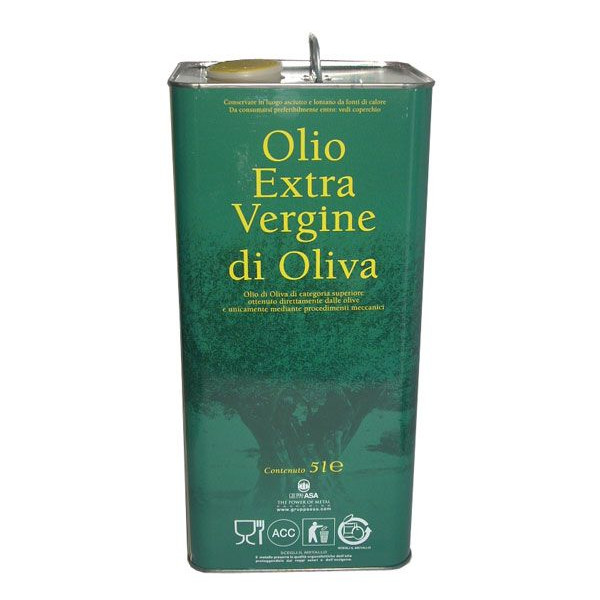Lattina "olio extra vergine di oliva" per trasporto olio Lt.5
