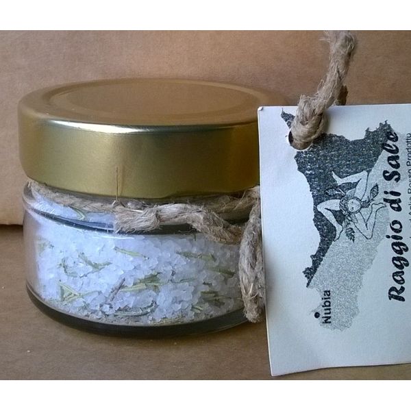 Sale naturale artigianale medio aromatizzato al rosmarino barattolo da 130 g
